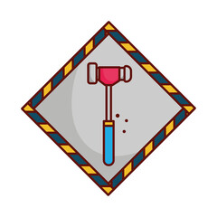 png icon of a sign with a hammer gray background