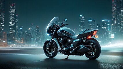 Fototapeta na wymiar Image of a modern motorcycle, generative AI