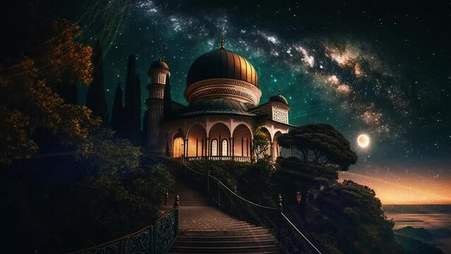 animated islamic wallpaper ,  luxury ramadan mosque UHD 4K 30 fps 