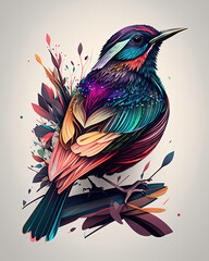 Illustration of a bird, very colorful. Generative AI