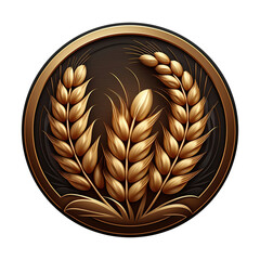 Golden wheat ears icon, illustration generative ai