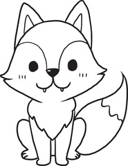 wolf cartoon doodle kawaii anime coloring page cute illustration drawing clip art character chibi manga comic