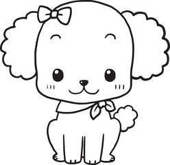Obraz premium dog cartoon doodle kawaii anime coloring page cute illustration drawing clip art character chibi manga comic