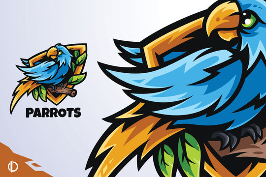 Parrots - Mascot & Esport logo template, All elements in this template are editable