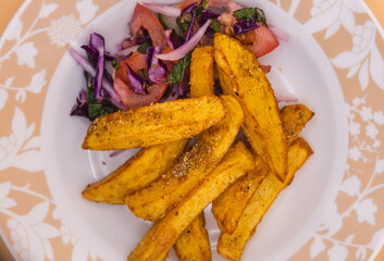Homemade Chips - Healthy with salad