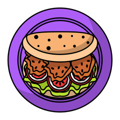 Tombik Doner Sandwich Concept, gobit kebab vector outline color icon design, Asian Cuisine symbol, Famous Dish Sign, Street Food stock illustration 