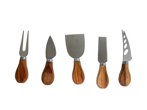 Set of Cheese knifes isolated, Closeup, Nobody