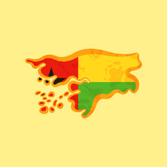 Guinea-Bissau - Map colored with the flag