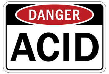 Acid chemical warning sign and labels