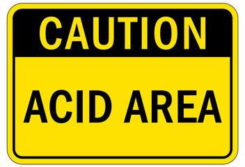 Acid chemical warning sign and labels acid area