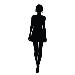 Silhouette of a woman standing,  business people, vector illustration, black color, isolated on white background