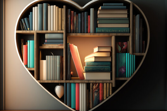 love bookshelf with books