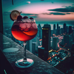 Elevated Nightlife: A Rooftop Bar Experience - ai generative