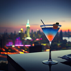 Elevated Nightlife: A Rooftop Bar Experience - ai generative