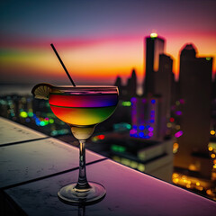 Elevated Nightlife: A Rooftop Bar Experience - ai generative