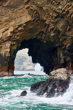 Close-up of coastal arches, Islas Ballestas, Paracas National Park, Pisco Province, Ica Region, Peru