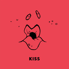 Mouth Kissing Graphic Vector Element