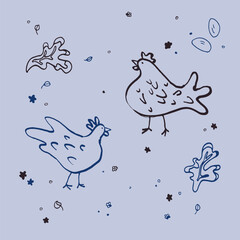 Chicken Elements Graphic Vector Collection
