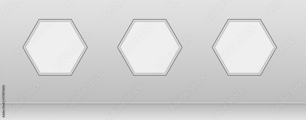 Poster an empty frame on the wall. template for text and image. vector drawing, 3d.