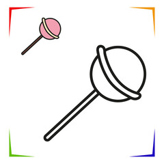 Candy Coloring Page. Vector Educational worksheet colored by sample. Paint game.