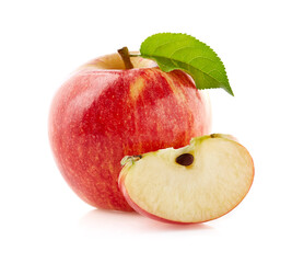 Apple with slice on white background