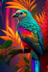 Fototapeta premium Perroquet multicolore new-art décoration moderne