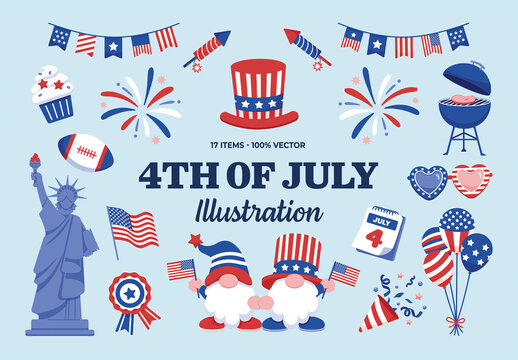 4th July Vector Illustrations Set