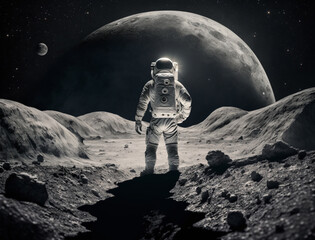 an astronaut exploring the surface of the moon