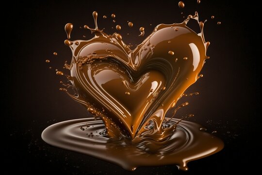 Chocolate sauce with a love pattern. AI technology generated image