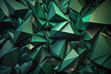 Abstract geometric green background. Generative AI.