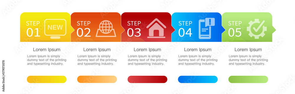 Poster infographic flow chart template with icons and button.options and steps
