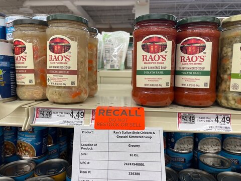Grocery store Raos simmered soups class 1 recall