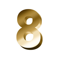 3d gold number 8 vector eps with transparent background