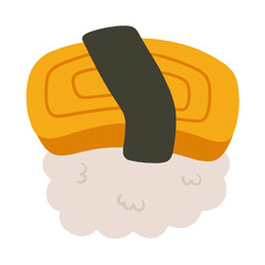 Cute cartoon tamako egg sushi cut character