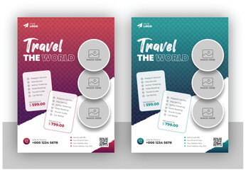 Business flyer design and brochure cover page template for travel agency