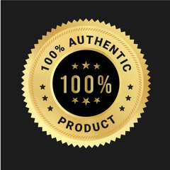 Authentic product label, 100 percent Authentic product vector logo, badges