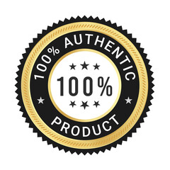 Authentic product label, 100 percent Authentic product vector logo, badges