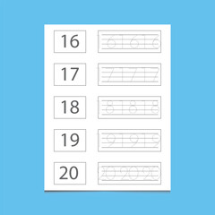 Number 16-20 Tracing 