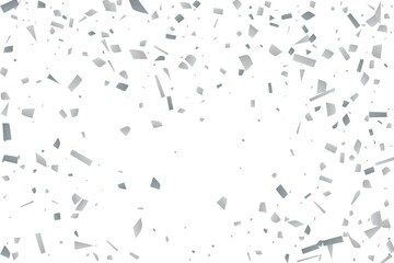 Silver glitter confetti on a white background. Decorative element.