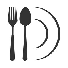 Cutlery fork spoon and plate. vector sketch. hand drawing isolated	
