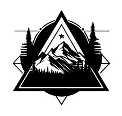 logo with forest and mountains
