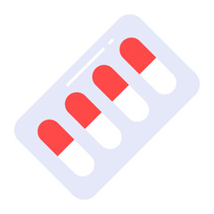 Trendy vector of capsules strip, medical treatment premium icon