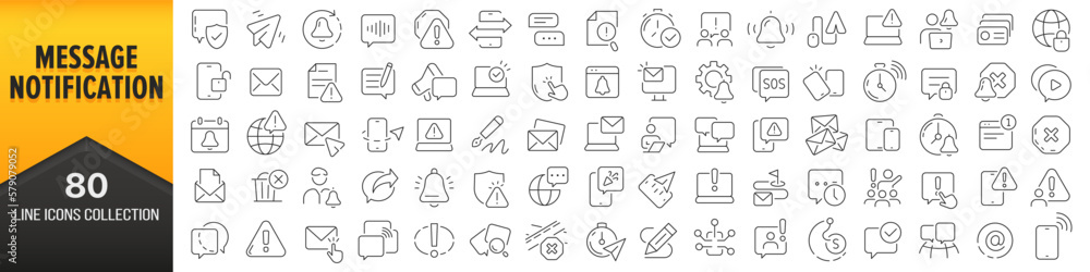 Leinwandbilder message and notification line icons collection. big ui icon set in a flat design. thin outline icons
