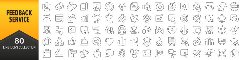 Feedback service line icons collection. Big UI icon set in a flat design. Thin outline icons pack. Vector illustration EPS10