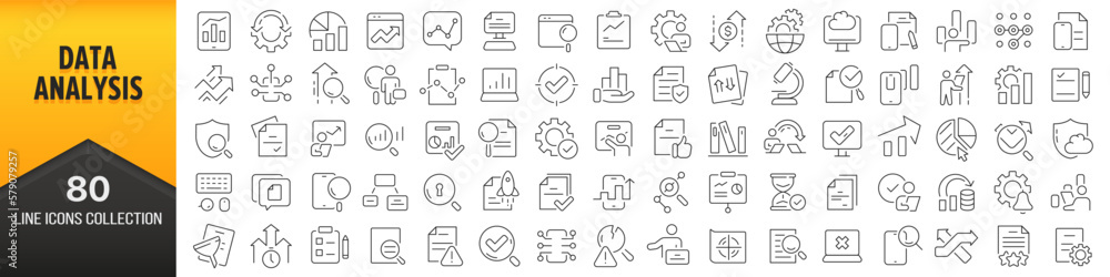 Fototapete Data analysis line icons collection. Big UI icon set in a flat design. Thin outline icons pack. Vector illustration EPS10