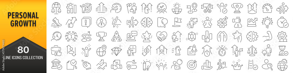 Aufkleber personal growth line icons collection. big ui icon set in a flat design. thin outline icons pack. ve