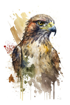 Illustration eagle in watercolor. Animal on a white background, generative AI