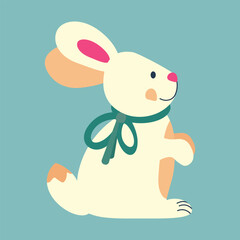 Easter bunny, a rabbit with a bow on his neck.