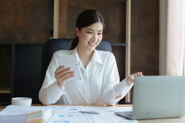 Business person analysis and research with financial graph at home office. Strategy, chart, finance...
