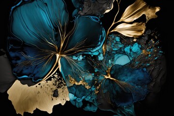 Beautiful abstract flower ink background, made with generative ai